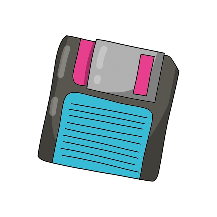 Vector cute diskette 90s doodle hand drawn element