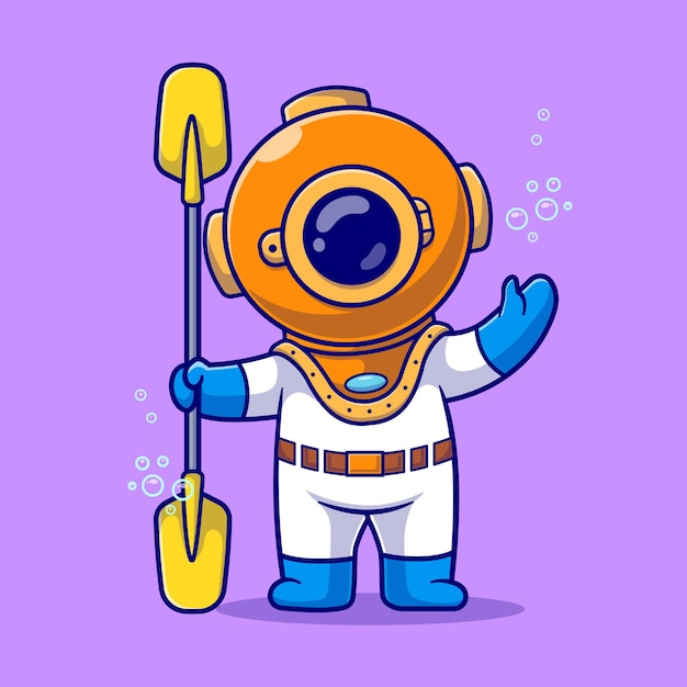 Premium Vector | Cute diver with peace hand cartoon vector icon ...