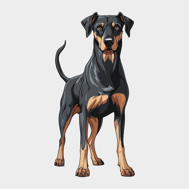 Cute dobermann dog cartoon vector art illustration design