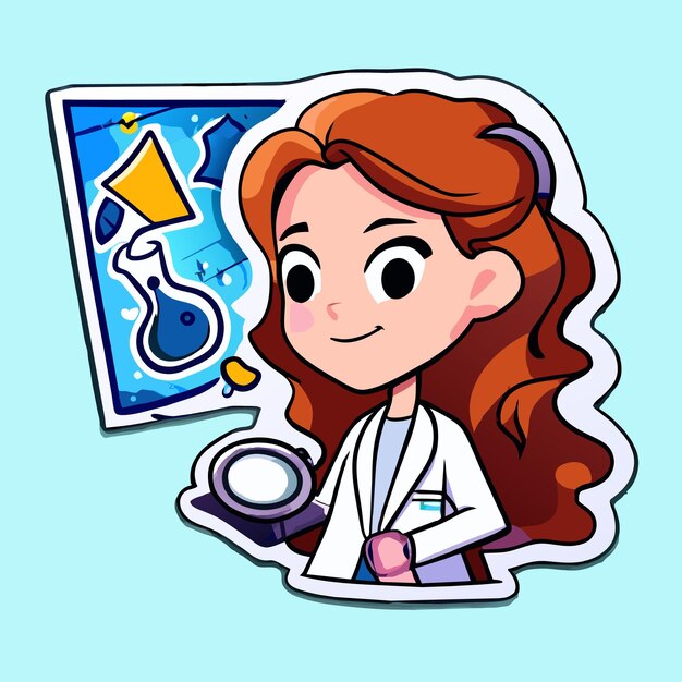 Vector cute doctor hand drawn flat stylish mascot cartoon character drawing sticker icon concept isolated