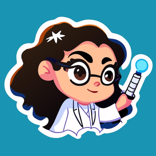 Vector cute doctor hand drawn flat stylish mascot cartoon character drawing sticker icon concept isolated