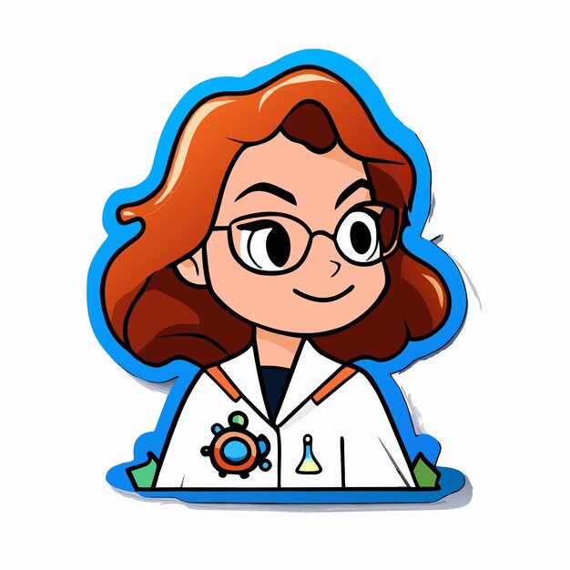 Cute doctor hand drawn flat stylish mascot cartoon character drawing sticker icon concept isolated