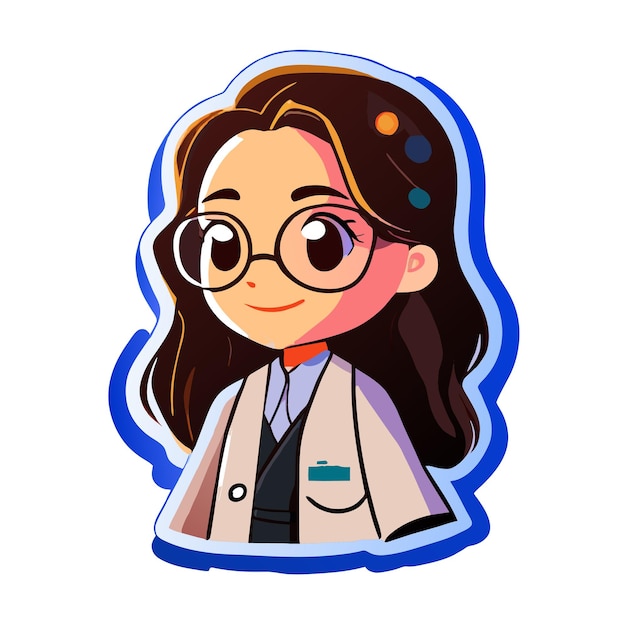 Vector cute doctor hand drawn flat stylish mascot cartoon character drawing sticker icon concept isolated