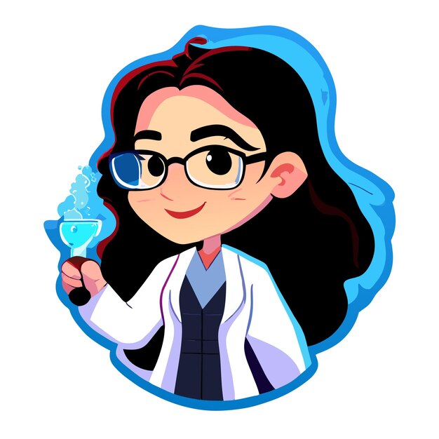 Cute doctor hand drawn flat stylish mascot cartoon character drawing sticker icon concept isolated
