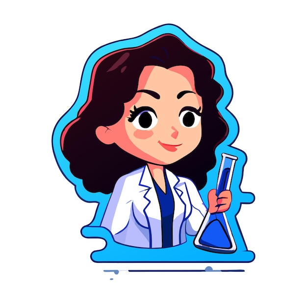 Cute doctor hand drawn flat stylish mascot cartoon character drawing sticker icon concept isolated