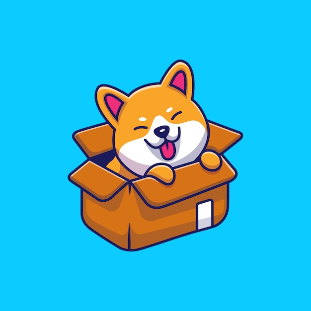 Cute Dog In Box 