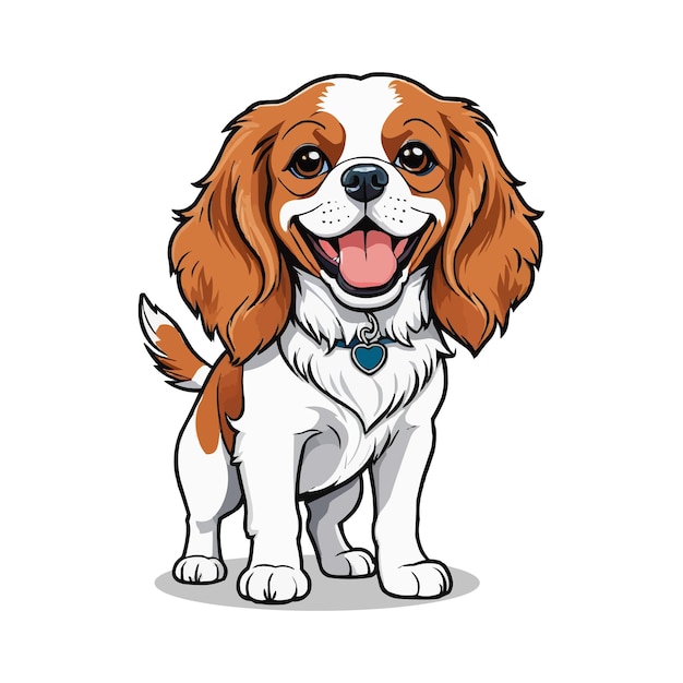 Cute dog breed cavalier king charles spaniel vector illustration