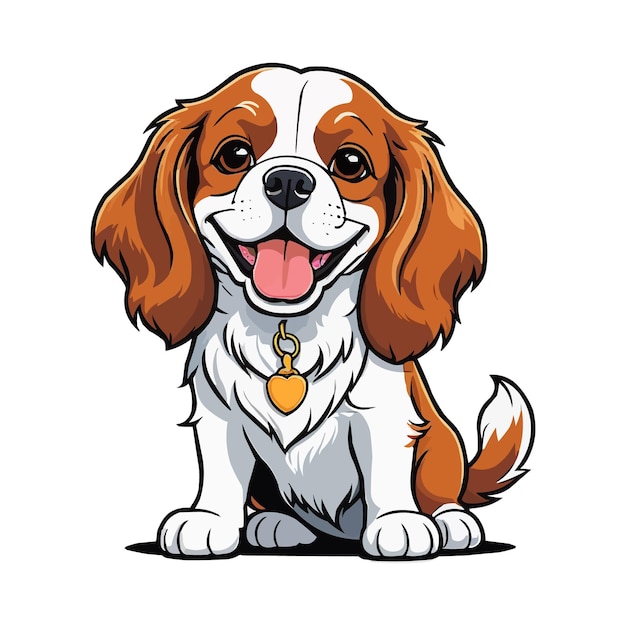 Vector cute dog breed cavalier king charles spaniel vector illustration