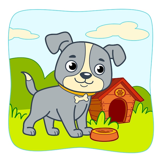 Cute cane cartone animato cane clipart vettore natura sfondo