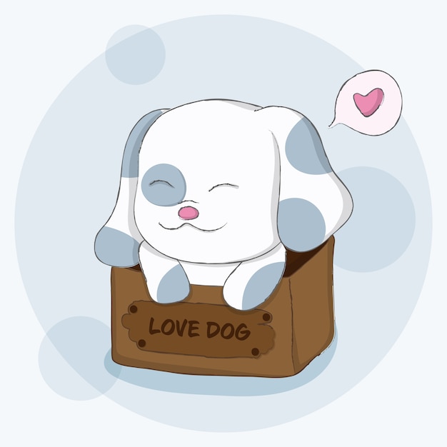 Cute dog cartoon hand drawn