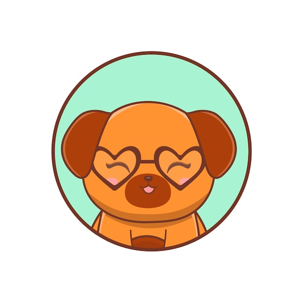 Cute dog cartoon illustration animal with glasses nature concept isolated  flat cartoon styl