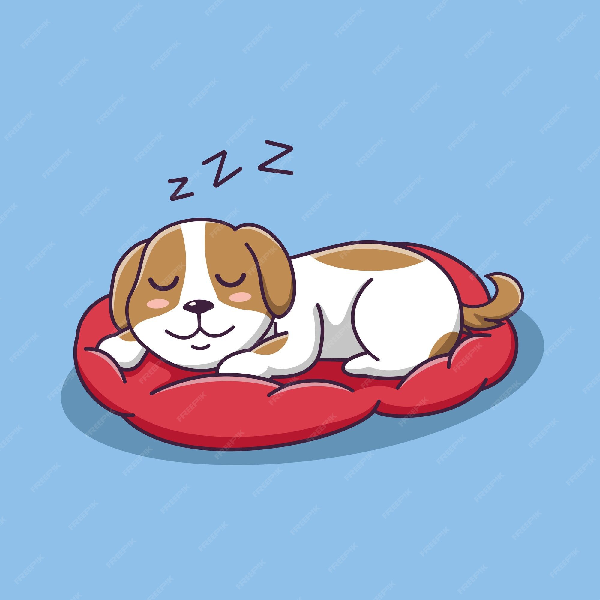 Premium Vector | Cute dog cartoon sleeping on a pillow vector cartoon  illustration cartoon clipart