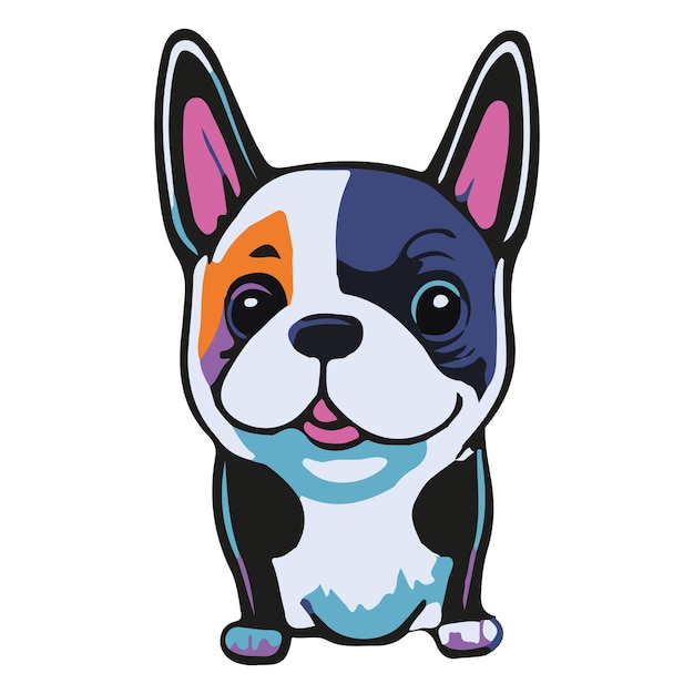 Cute dog in cartoon style Sticker of a colorful puppy Vector