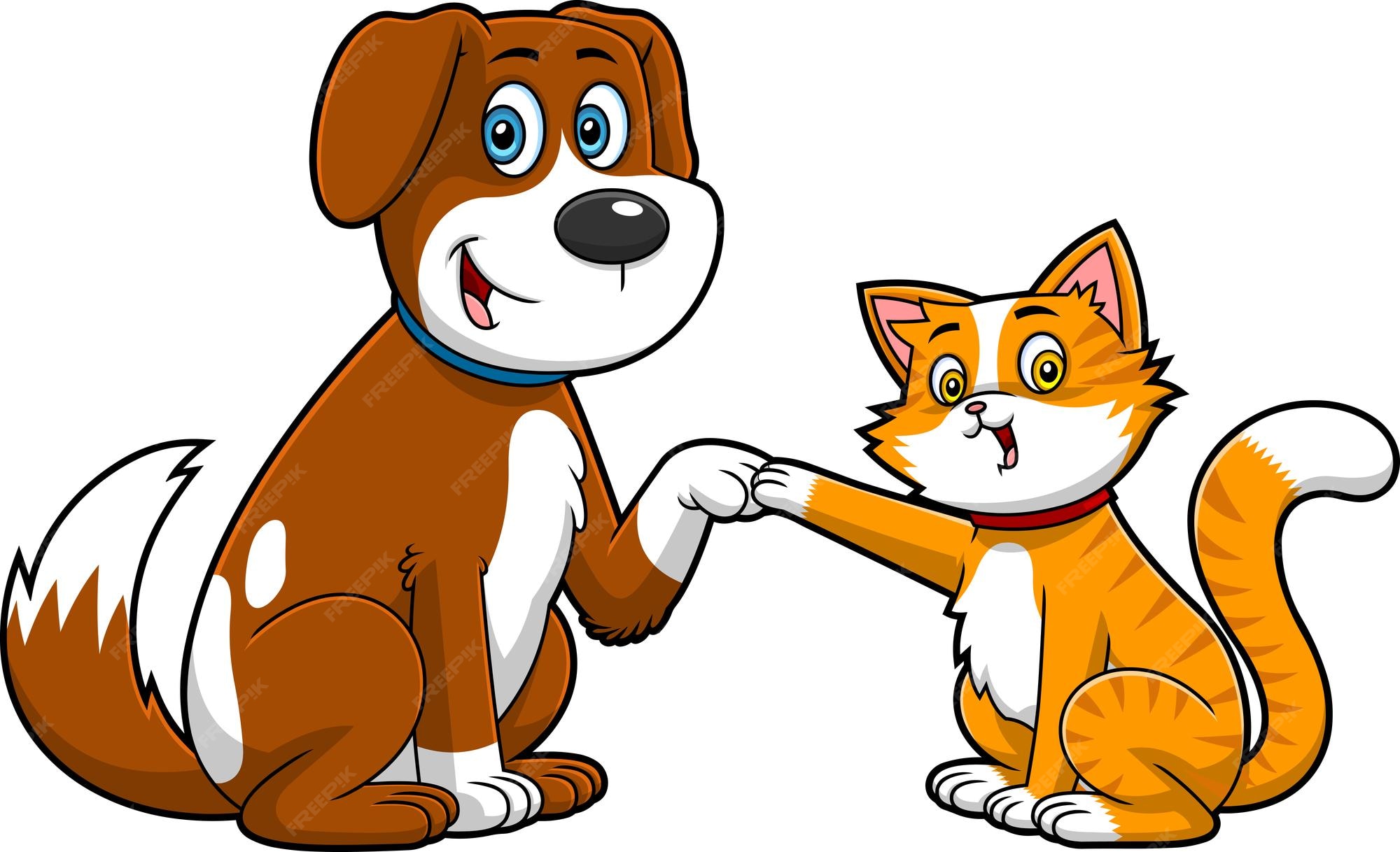 Premium Vector Cute dog and cat cartoon characters best friends