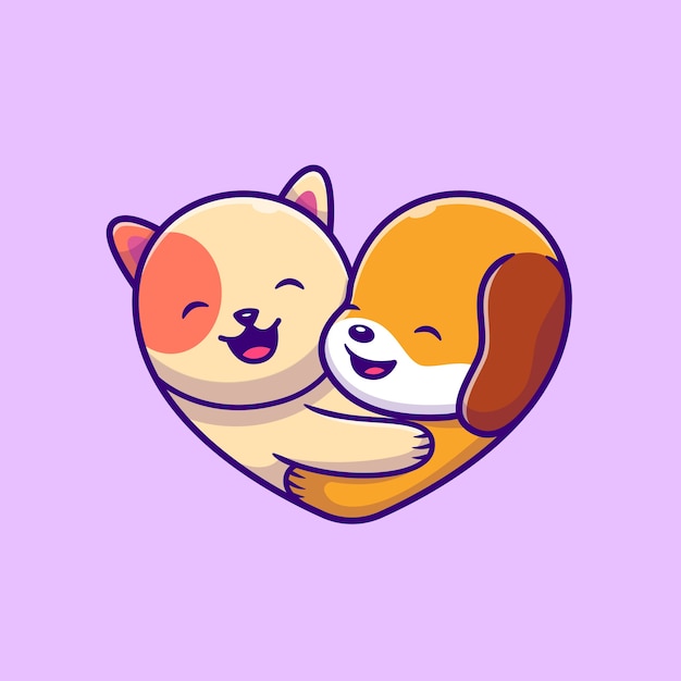 cute animals love cartoon