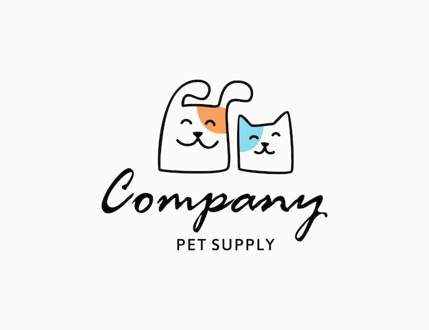 Cute dog and cat logo design for pet store