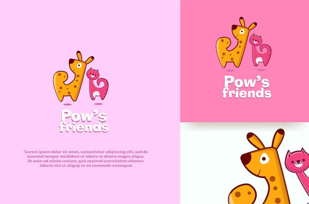 Cute dog and cat logo