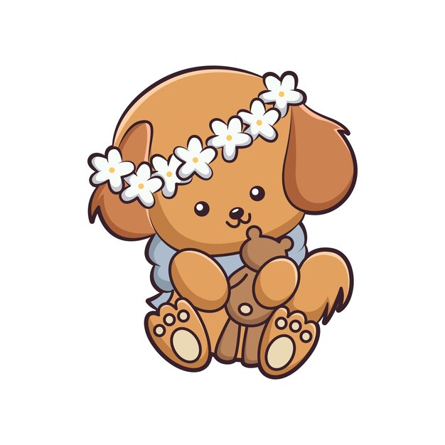 Vector cute dog character design illustration