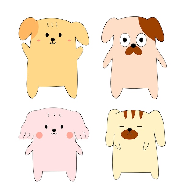 Cute dog character design for kids element present poster banner