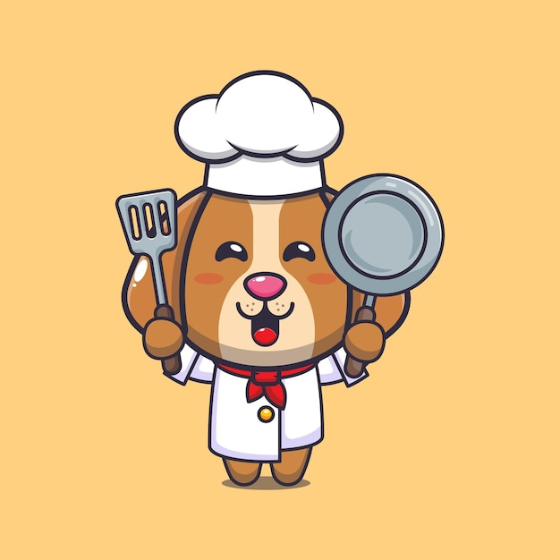 cute dog chef mascot cartoon character