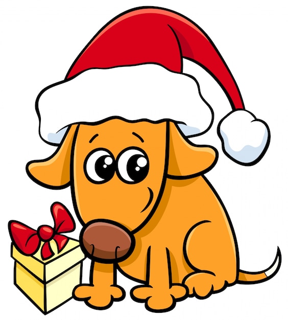 cute dog on Christmas cartoon