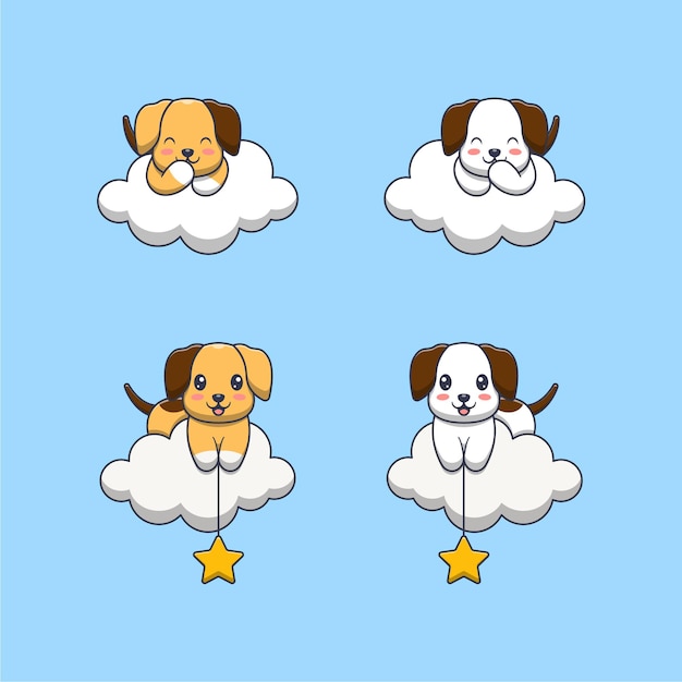 Cane sveglio sull'illustrazione del fumetto della nuvola