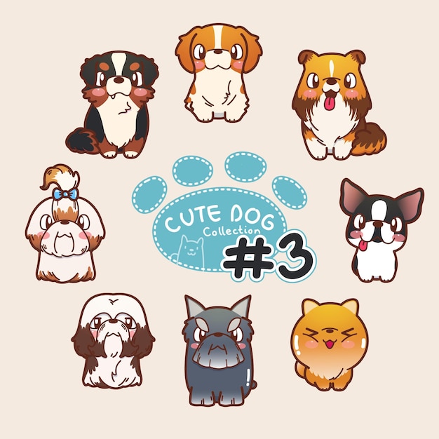 Vector cute dog collection 3