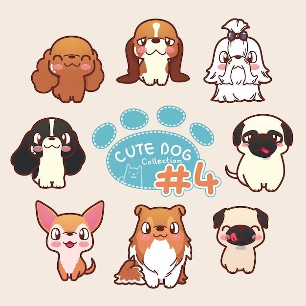 Vector cute dog collection 4