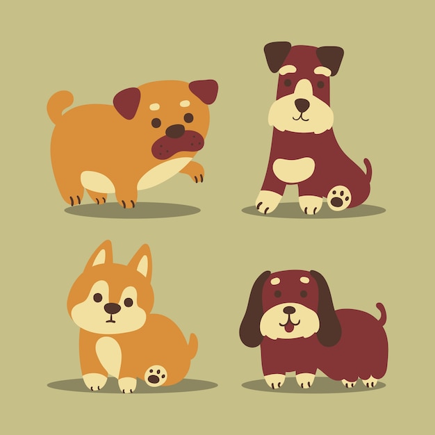 Vector cute dog collection