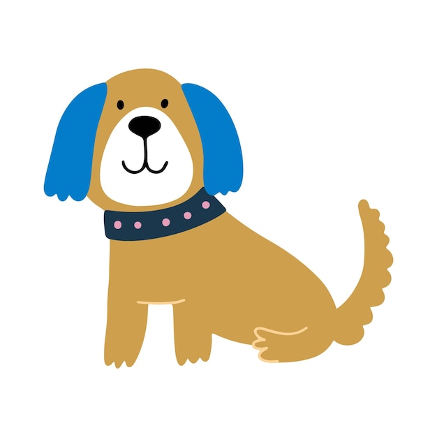 Cute dog colorful vector flat illustration