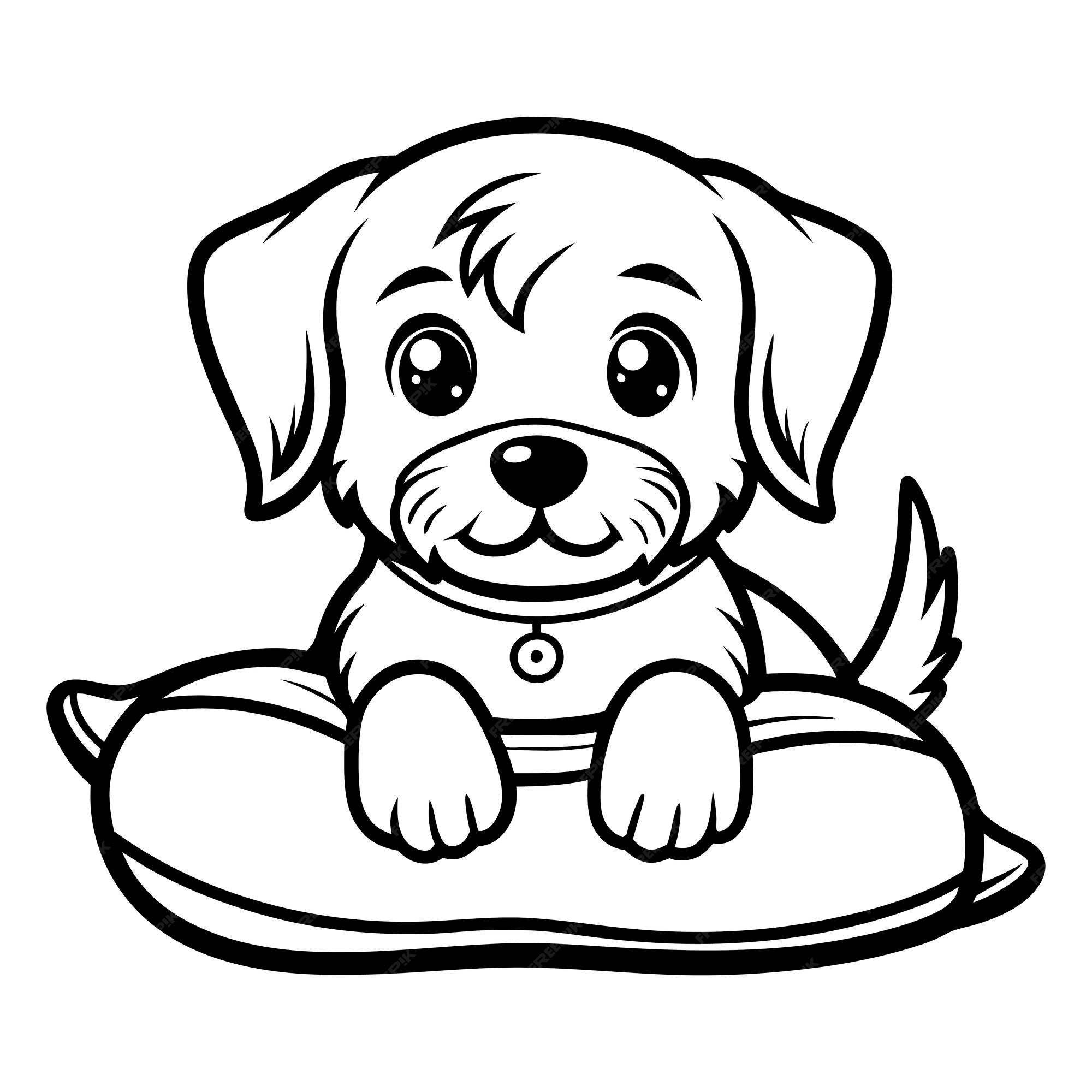 Cute dog coloring pages for kids vector ilustration Premium AI