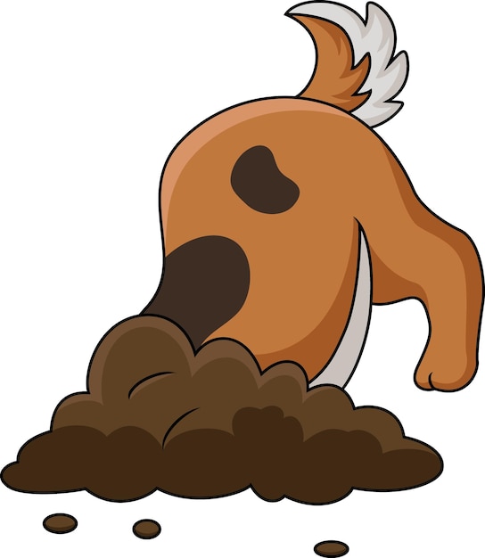 Vector cute dog digging a hole in the ground