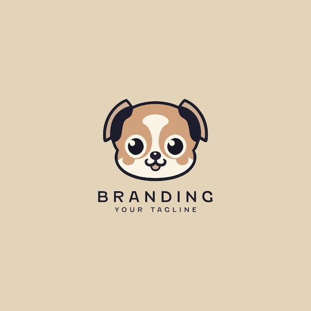 Cute Dog Face Logo Design Template