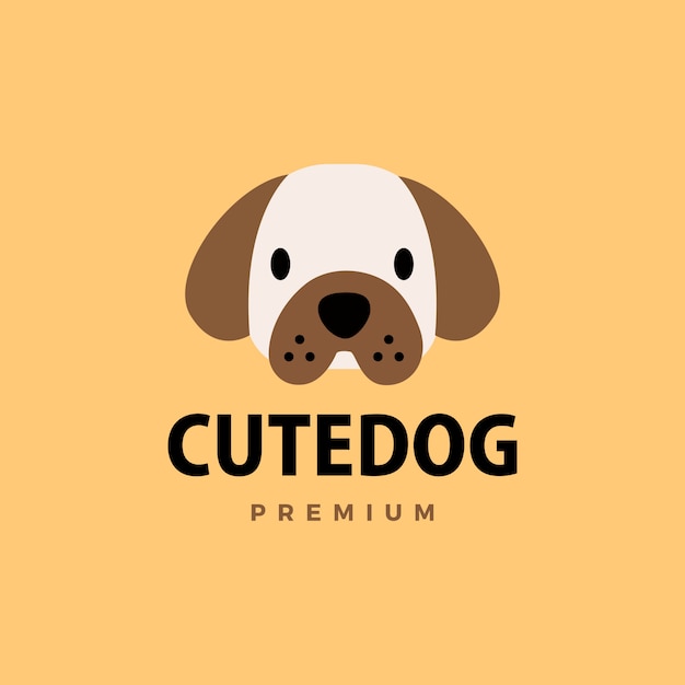 Cute dog flat logo  icon illustration