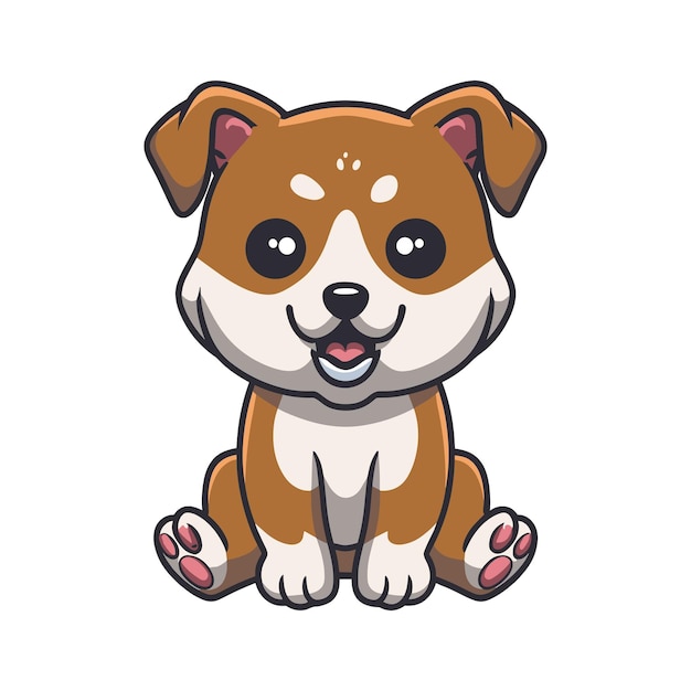 Cute Dog Flat Vector Illustration Dog Vector Character Design