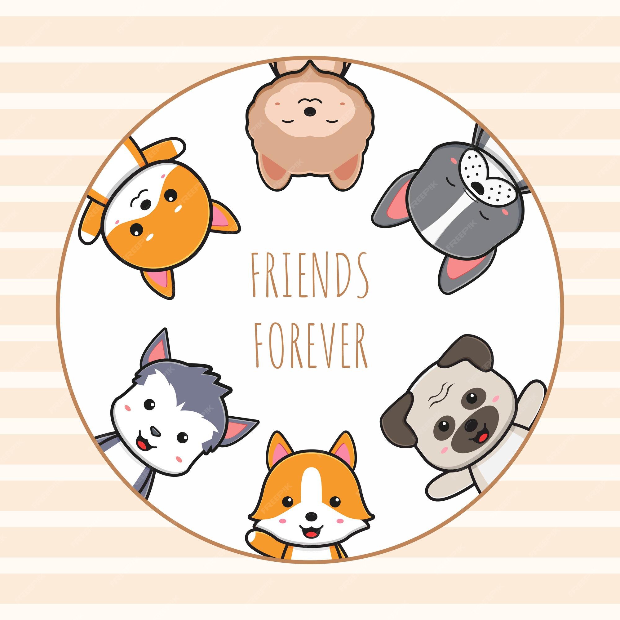 Premium Vector | Cute dog friends forever card doodle cartoon illustration flat cartoon style Premium Vector | Cute dog friends forever card doodle cartoon illustration flat cartoon style