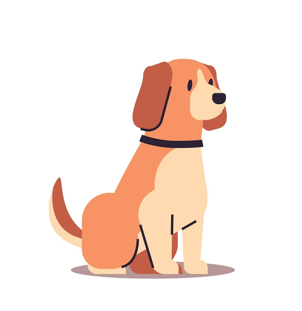cute dog funny animal cartoon pet isolated full length vector illustration