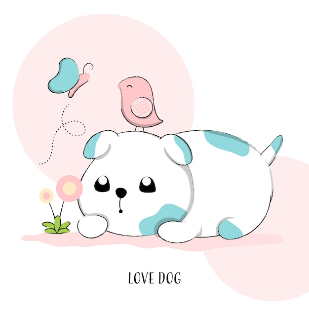 Cute dog hand drawn style