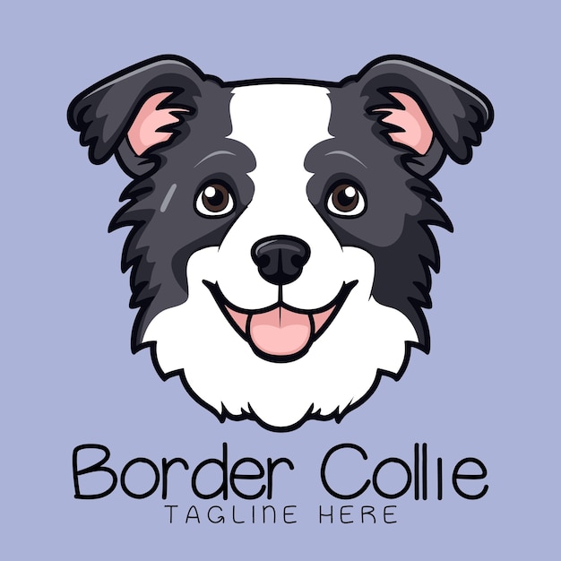 Cute dog Head Cartoon Vector Icon Illustration Border Collie Animal