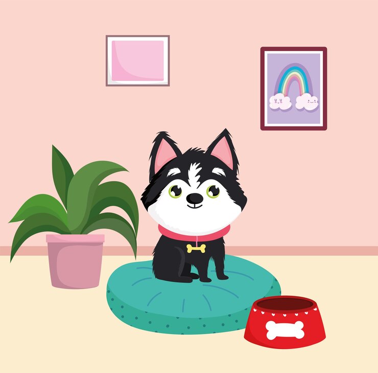 Vector 집에서 귀여운 강아지