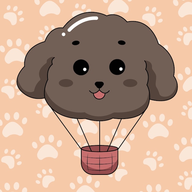 Cute dog hot balloon cartoon vector