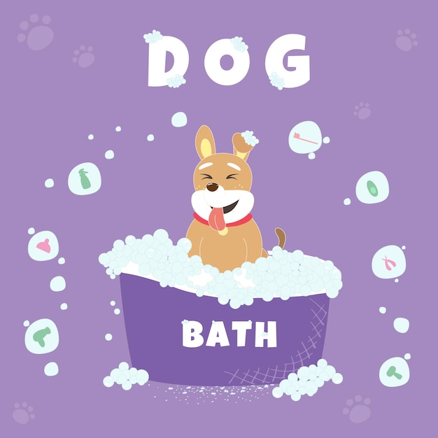 cute dog illustration in the bathroom