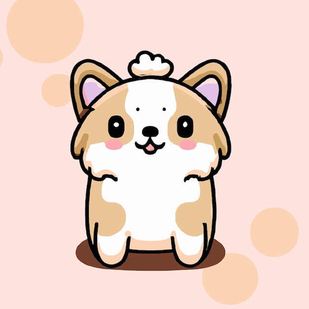 Carino illustrazione del cane cane kawaii chibi stile di disegno vettoriale dog cartoon