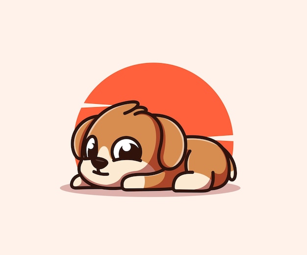 Cute dog illustration vector icon mascot flat cartoon design style