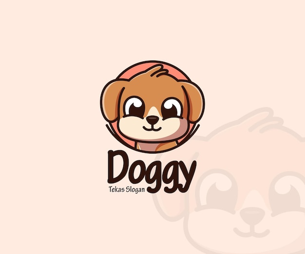 Cute dog illustration vector icon mascot flat cartoon design style