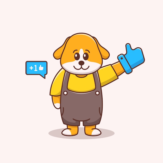 Cute dog illustration with big like gloves