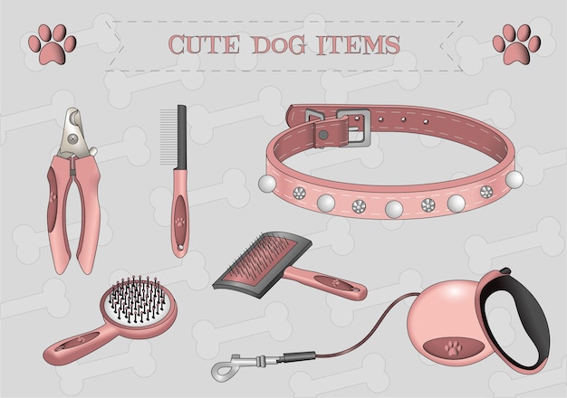 Vector cute dog items