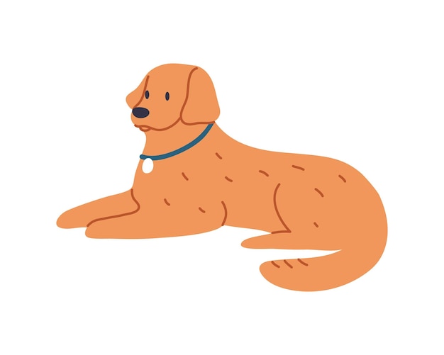 Cute dog lies Flat vector illustration