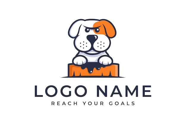 Concetto di logo del cane carino perfetto per il design del marchio dell'azienda di vernici