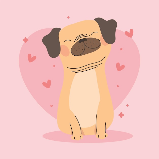 Vector cute dog in love